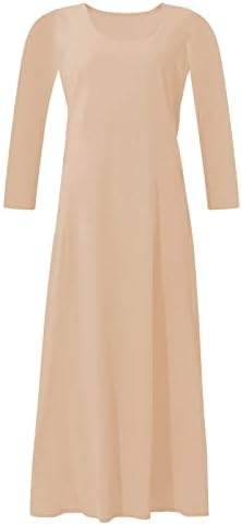 שמלות קיץ של Dopocq לנשים 2023 שמלת פשתן כותנה ללא שרוולים רגילים צוואר צוואר זדקן צוואר זורם שמלת מקסי עם כיסים