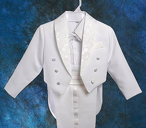 מתגנדר דייזי בני טוקסידו חליפת 5 חתיכות סט ללבוש רשמי חתונה תלבושת עם אבנט, שחור / לבן 001