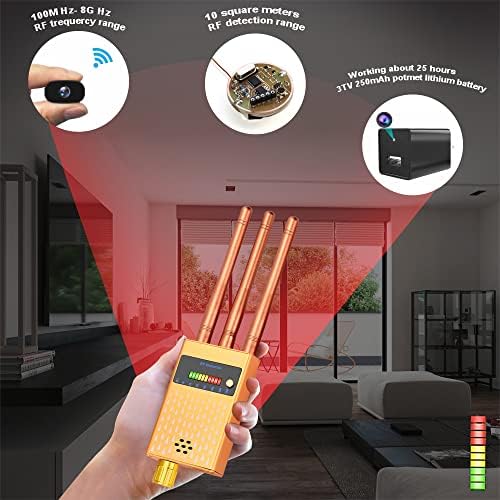 גלאי WiFi, גלאי אלחוטי משודרג אנטי-ריגול מגלה מצלמה מוסתרת אלחוטית, גשש GPS ו- GSM Audio Buepeeper, זיהוי GSM GPS Tracker