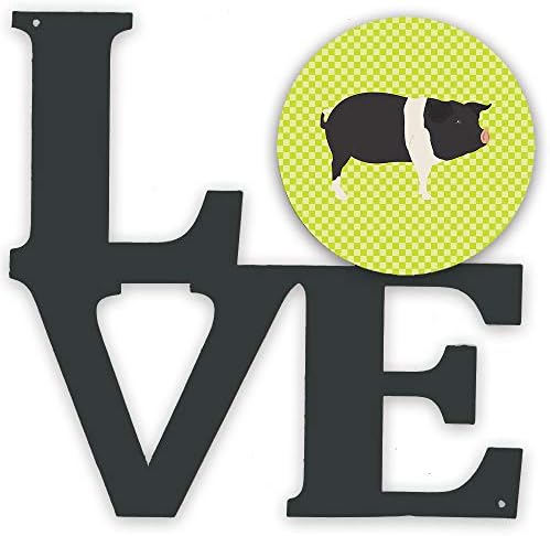 אוצרות קרוליין ב7765 ואלב המפשייר חזיר ירוק מתכת קיר יצירות אמנות אהבה,