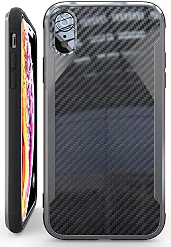 NICEXX מיועד למארז ה- iPhone XR עם דפוס סיבי פחמן, 12ft. טיפה נבדקת, תואמת טעינה אלחוטית - שחור