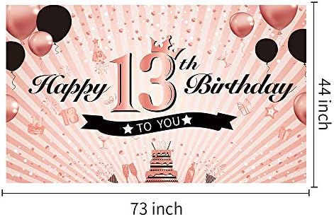 לוקסיוצ ' יו קישוטי באנר למסיבת יום הולדת 13 לבנות אספקת רקע יום הולדת 13 שמח, עלה זהב פוסטר מסיבת יום הולדת בת 13