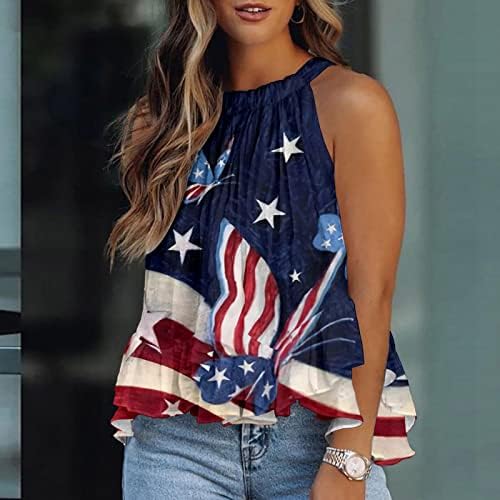 חולצה 4 ביולי גופיות טנק לנשים דגל אמריקאי קיץ קיץ חולצה ללא שרוולים כוכבים פסים גופיות אתלטיות של צבע עניבה