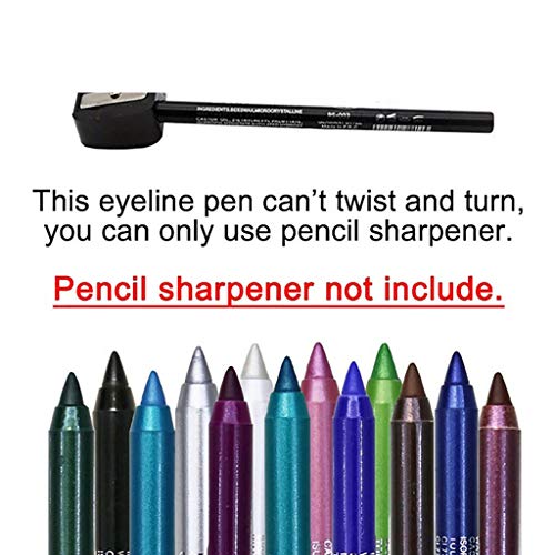 עיפרון אייליינר שחור לבוש ארוך 1 יחידה, אייליינר עמיד למים, אייליינר ג ' ל צבעוני מט מתכתי מבריק מעושן, עיפרון