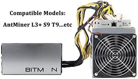 אספקת חשמל מיתוג עבור Bitmain Antminer L3+ S9 T9, עיצוב מתח רחב, 1200W / 1600W, 10 מתוך מחברי PCIE 6 פינים