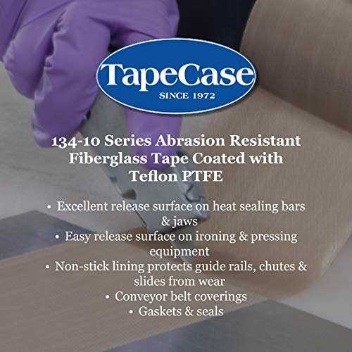 TapeCase 134-10 PTFE שזוף שחיקה עמידה בפני קלטת פיברגלס, דבק סיליקון, ציון תעשייתי - רוחב 10 אינץ ', 36YD אורך