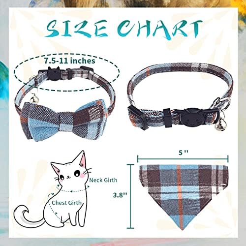 חתול צווארון הבדלני עם עניבת פרפר ופעמון,2 יחידות קלאסי עיצוב מתכוונן מ 7.5-10.8 אינץ בטיחות חתול צווארון פעמוני סט,נוח