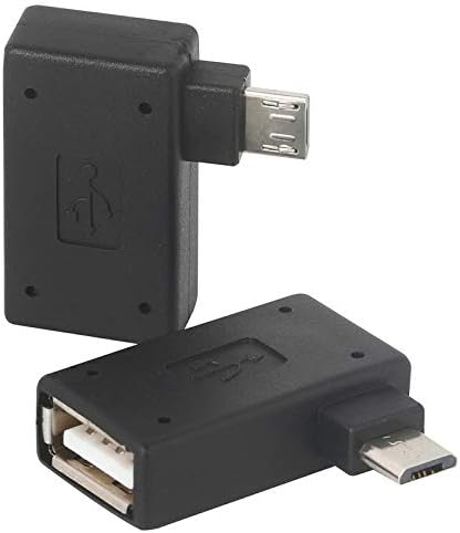 מיקרו USB OTG מתאם שמאל + זווית ימנית ממרת 90 מעלות 2 ב 1 מיקרו USB Power Power יציאת טעינה תואמת לטלפון אנדרואיד, Firestick,