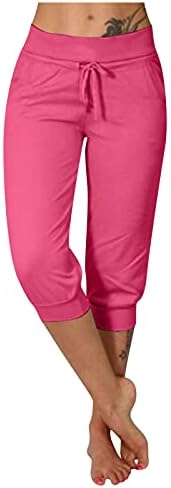 מכנסי Beuu Capri לנשים מזדמנים רזים מתאימים מכנסי מטען קצוצים מכנסיים מטיילים מטיילים מטיילים מכנסי טרנינג קיץ
