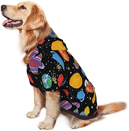 קפוצ'ון גדול של כלב גלקסי-שמי-כוכב-כוכב חיות מחמד סוודר עם כובע מעיל תלבושת חתולים רכה x-large