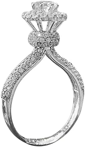 טבעות חתונה לנשים של יסטו תכשיטים חתונה לחתונה יוקרה טבעת אבן לבנה מתנה טבעות אירוסין בעבודת יד טבעת להקה דקה טבעת