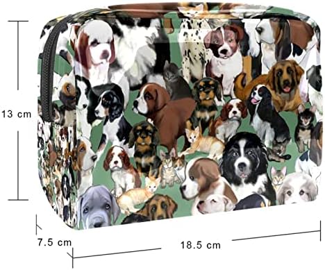 תיק קוסמטי של TbouoBt לנשים, תיקי איפור מרווחים מרחבים כיס נתיב מתנה, בעלי חיים לחיות מחמד כלבים רבים