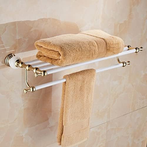 מתלה אומון מגבות אביזרי אמבטיה פליז ומחזיק מגבת זהב לבן, בר מגבות, מדף אמבטיה מתלה, חומרת אמבטיה חומרת אמבטיה