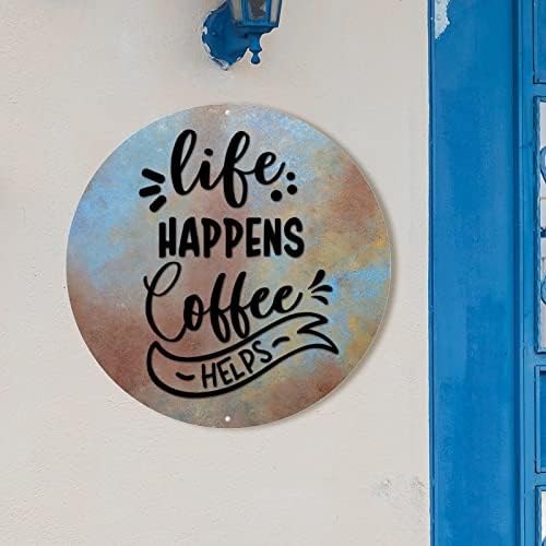 החיים קורה קפה עוזר למתכת חותם הומור מצחיק שלטי מתכת עגולים לזרומים קיר אמנות חווה בית חווה שלט דקורטיבי שלט קיר כפרי