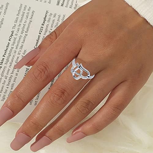 2023 טבעת חדשה תכשיטים יצירתיים GIF לב-לב אהבה מעורבות נשים טבעות יהלום טבעת קריסטל אופל
