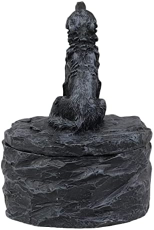 מתנת אברוס יחידה מייללת אפור אלפא זאב מיני תכשיטים מעוגלים מעוגלים פסלון קופסה דקורטיבית כדק