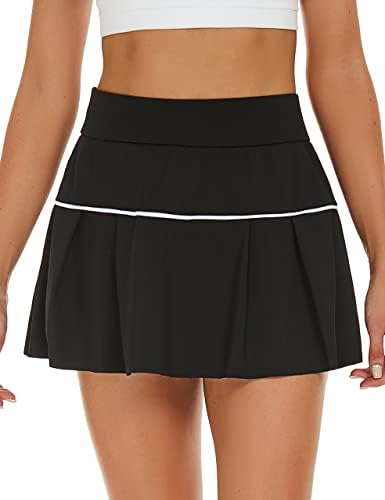 BMJL לנשים קפלים חצאיות טניס שחורות