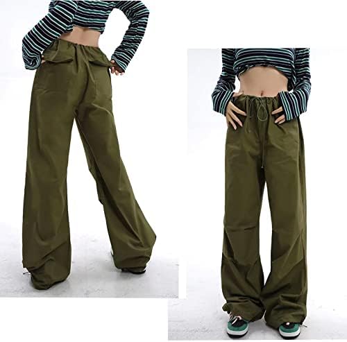 מכנסי מצנח y2kfashn ， מכנסי מטען נשים בשקיקה ， מכנסי Y2K לנשים