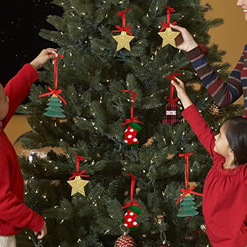 קישוטי חג המולד אקריליים ברורים 3 אינץ 'כוכבים גרבי חג המולד צורת עץ פעמון קישוטים אקריליים לחג המולד אקריליק