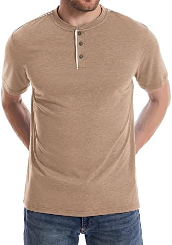 תאורת חנון גברים חולצות הנלי כפתור למטה חולצות טריקו של שרוול קצר לגברים חולצות קיץ מזדמנים כושר