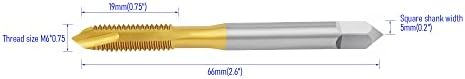 Pocmkeas נקודת ספירלה תקע השחלה ברז M5 x 0.8 חוט, חוטי קרקע H2 3 חלילים, פלדה במהירות גבוהה HSS 6542 ברזל טחינת