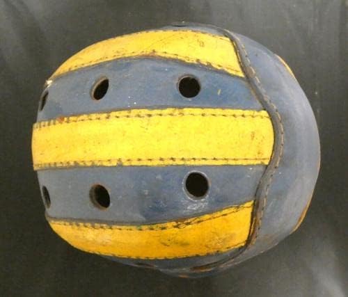 נדיר מאוד 1930-1940 של מישיגן וולברינס משחק עור בשימוש קסדה כדורגל 2-משחק לא חתום