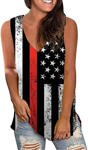 גופיות מיכל 4 ביולי לנשים דגל אמריקאי קיץ קיץ חולצות טריקו ללא שרוולים פטריוטיים כוכבים פטריוטיים גופיות אימון