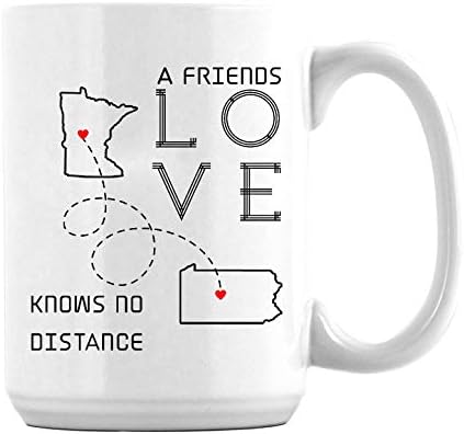 ספל מרחק מינסוטה פנסילבניה אהבת חברים לא יודעת מתנה למרחק לחבר הטוב ביותר מתנה מדינה למדינה ספל קפה למרחקים ארוכים לחברים