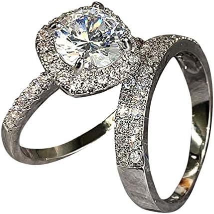טבעת אירוסין לנשים טבעות נישואין אלגנטיות טבעות הבטחת אופנה צורת ריבוע טבעת זירקוניה טבעת יהלום 2 חתיכה