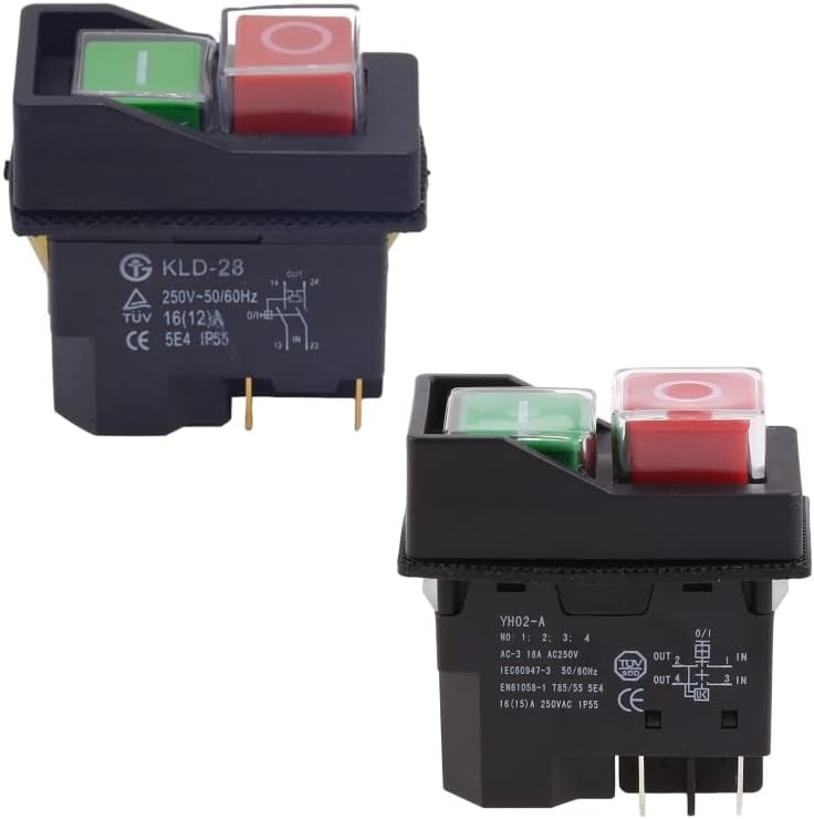 16A 4pin KLD28 מתג לחצן אלקטרומגנטי כלי חשמלי התחלה הפסקת הפעלה/כיבוי כפתור כפתור בטיחות מתג קל הפעל E7CB