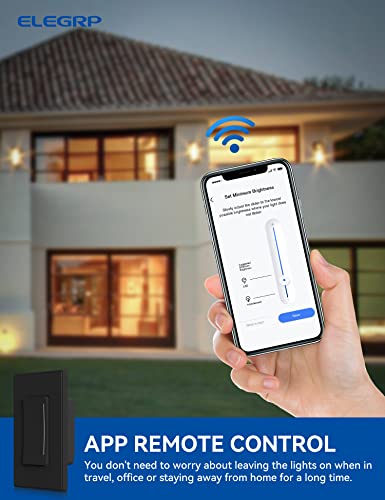 Elegrp Smart Dimmer Switch DPR10, הגדרת מוט יחיד, 2.4GHz Wi-Fi Touch Dimmer התואם לאלכסה ו- Google Assistant, זקוק
