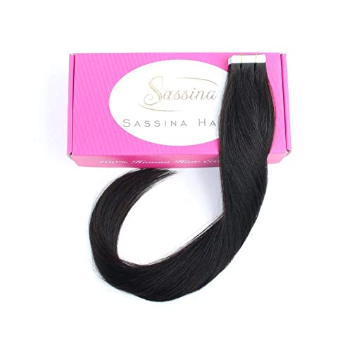 ססינה קלטת בתוספות שיער שיער טבעי 12 אינץ טבעי שחור אמיתי שיער טבעי קלטת ישר עבה מסתיים 20 יחידות / 30 גרם,1 ב