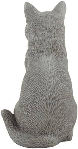 JFSM INC. 3 חתול אפור יושב ביד צבועה מיני צלמית