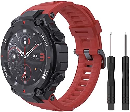 החלפת פס טימובו תואם ל- Huami T-REX/T-REX PRO Smartwatch, רצועת שעון מתכווננת סיליקון רכה, רצועה ידידותית לעור עבור