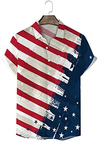 BMISEGM קיץ חולצות גדולות וגבוהות לגברים גברים דגל יום עצמאות אופנתי תלת מימד דיגיטלי גברים דוחים חולצת צווארון
