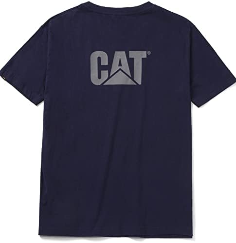 חולצות טריקו של סימן מסחרי של קטרפילר עם סטרץ סטרץ לשמירת צורה, צוואר ללא תגיות ולוגו חתול על החזה השמאלי