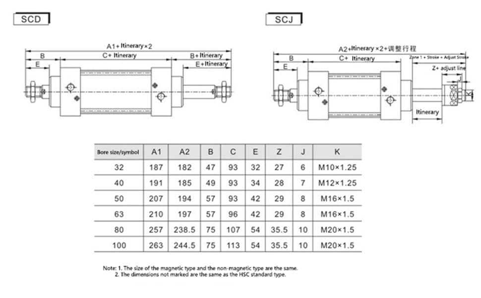 OTHMRO 1PCS צילינדר אוויר SC40 x 150, 40 ממ/1.57 נשא 150 ממ/5.9 גליל אוויר כפול פעולת אקשן כפול, גליל אוויר
