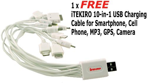 ITEKIRO קיר AC DC ערכת מטען סוללות לרכב עבור PANASONIN DMC-FX01-A + ITEKIRO 10 ב -1 USB כבל טעינה