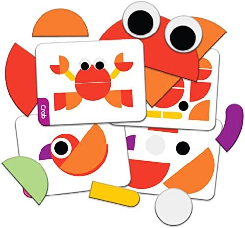 מסע הלמידה: התאם אותו! Tangrams- דפוס בעלי חיים - עיצוב חינוכי למידת כרטיסים דו צדדיים וצעצועים של פאזל מעוצב - דמויות גיאומטריות