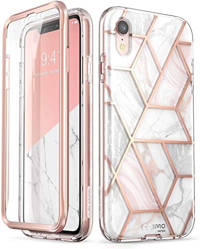 I-Blason Cosmo Cosmo Full-Body Gumper Case עם מגן מסך מובנה לשחרור ה- iPhone XR 2018, Pink Marble, 6.1