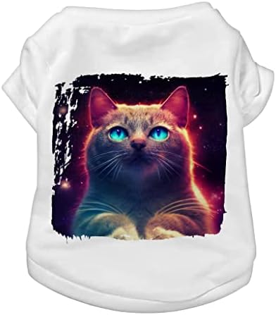 בעלי חיים בחלל חולצת טריקו לכלב - חולצת כלבים לחתול - בגדי כלבים הדפסים חתולים