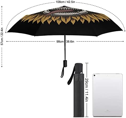 חמניות גולגולת 3 קפלים אוטומטי פתוח קרוב נגד אולטרה סגול מטריית נסיעות מטריית נייד קיץ מטריות