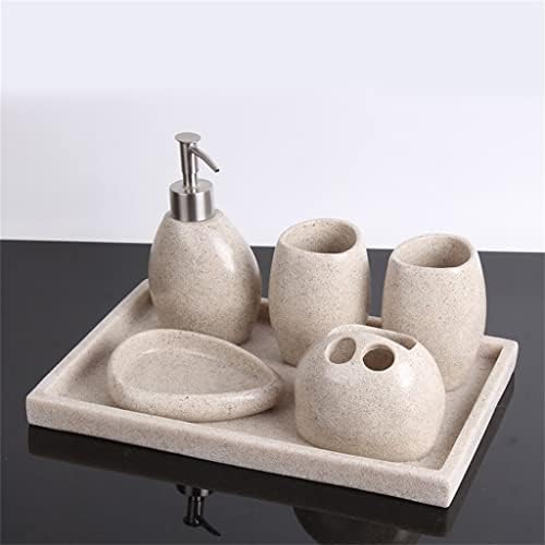 WYKDD אבן חול אירופית אמבטיה חדר אמבטיה חמש חלקים סטריפית מברשת שיניים שטיפה מברשת שיניים כוס שיניים