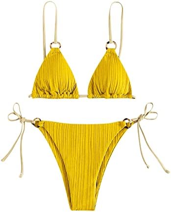 נשים סקסי עלייה נמוכה ביקיני סטי שתי חתיכה מוצק מחרוזת בגדי ים 2023 אביב קיץ אופנה בגדי ים וחוף
