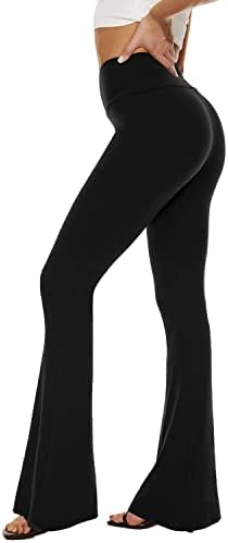 Sundwudu Blace Blare מכנסי יוגה לנשים - חותלות רכות במותניים רכות במכנסיים גבוהים וארוכים של מכנסי פאלאצו לנשים