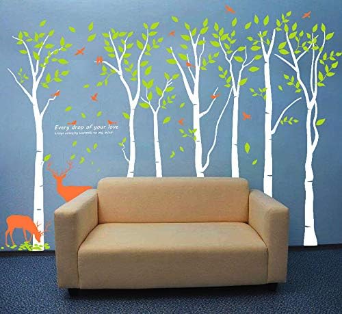עיצוב קיר -7 מדבקות קיר עץ ג'ונגל לחדר ילדים אמנות יער