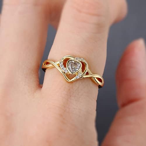 2023 חדש לב טבעת אהבת ריינסטון טבעת לנשים אהבה הולו ריינסטון טבעת משקפיים טבעת אצבע