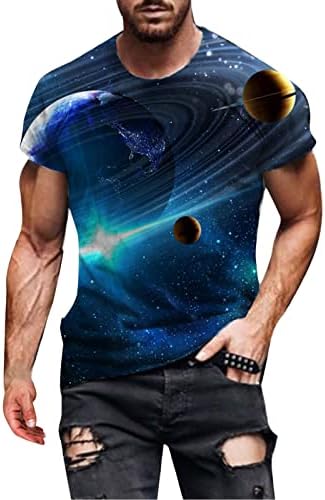 חולצות תלת מימד לגברים צוואר צוואר מזדמן חולצת טי רופפת חולצה דיגיטלית הדפס דיגיטלי חולצות שרוול קצר