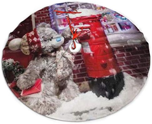 Lveshop חג שמח דוב מקסים חצאית עץ חג המולד יוקרה עגול מקורה מחצלת חיצונית כפרי חג המולד עץ עץ קישוטי חג （30 /36 /48 שלושה