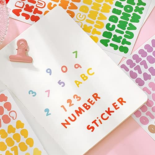 צבעוני אלפבית מדבקות חבילה 12 גיליונות חמוד מספר ומכתב דביק דקורטיבי שירבוטים מדבקת סט עבור כרטיסי ברכה תמונה